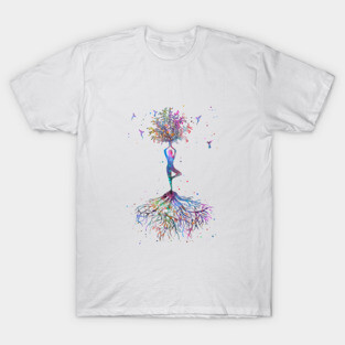 Yoga tree with hummingbirds T-Shirt