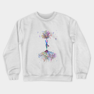 Yoga tree with hummingbirds Crewneck Sweatshirt