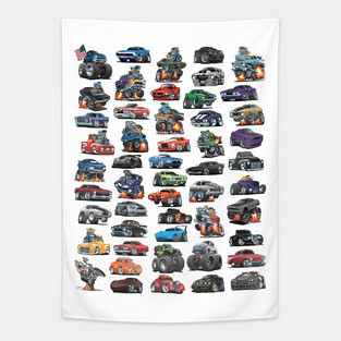 Hot Rods, Muscle Cars, Street Rods, Trucks and Motorcycle Madness! Tapestry