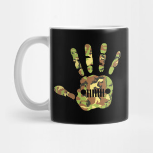 Jeep Hand Palm Print Camo, Funny Camouflage Design Old Cars for Jeep Lovers Mug