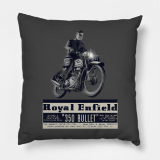 Vintage Royal Enfield 350 Bullet Motorcycle Pillow