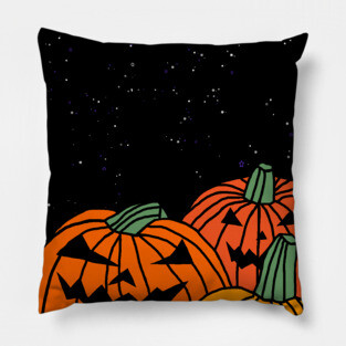 Spooky Pumpkins Late Night Halloween Horror Pillow