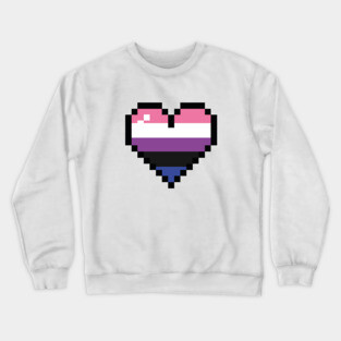 Genderfluid 8 bit heart Crewneck Sweatshirt