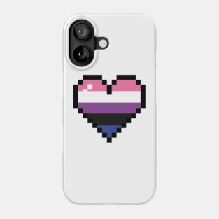 Genderfluid 8 bit heart Phone Case