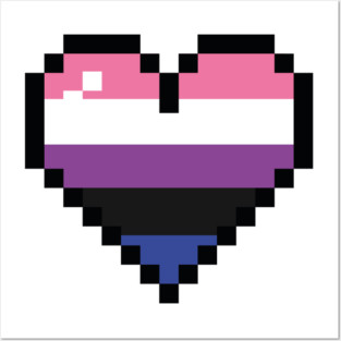 Genderfluid 8 bit heart Posters and Art