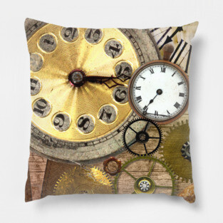 Steampunk Neck Gator Clock Gears Steam Punk Pillow
