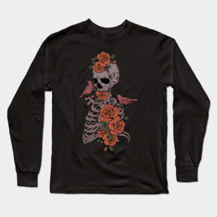 Floral Skeleton and birds Long Sleeve T-Shirt