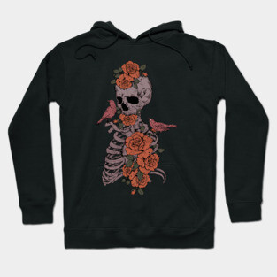 Floral Skeleton and birds Hoodie