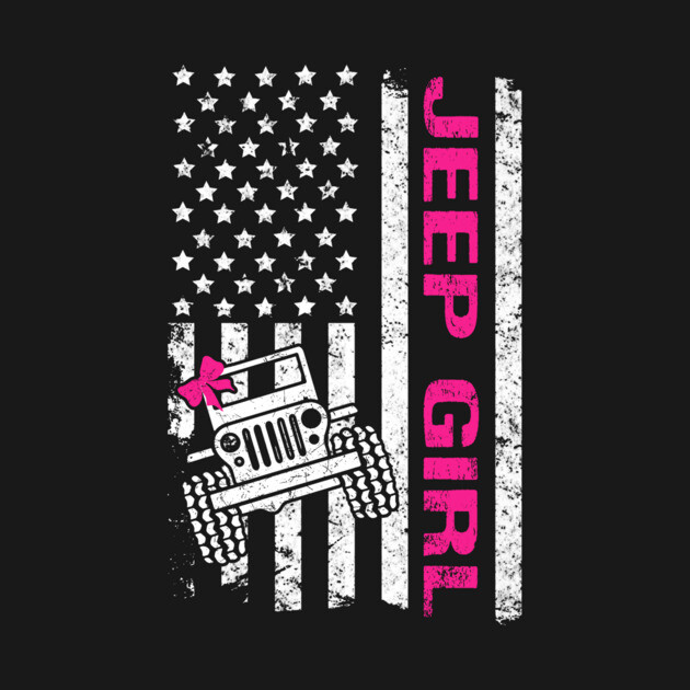 Jeep Girl American Flag Jeep Women Cute Ribbon Jeep T-Shirt
