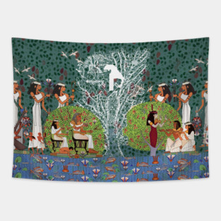 Ancient Egyptian Paradise "Tree Goddess" Mask Tapestry