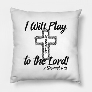 I Will Play Music Before the Lord - Black & White Design Pillow