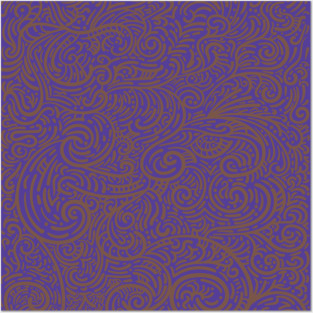 Purple and Bronze Modern Paisley Posters and Art