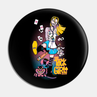 Tick Tock Girl - Goth Punk Alice in Wonderland Pin