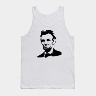 Abraham Lincoln Portrait Pop Art Black White Tank Top