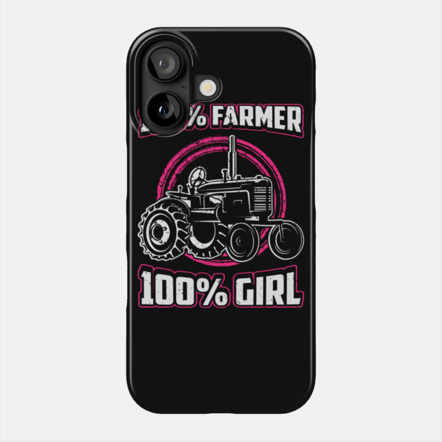 100% Farmer 100% Girl Farmer Babe Country Girl Phone Case by belownormal