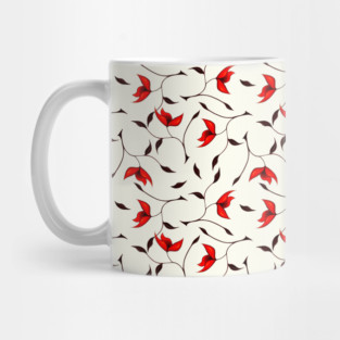Elegant Floral Pattern Of Red Flowers Mug
