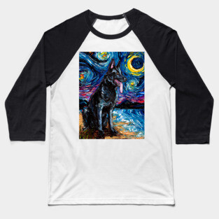 Black German Shepherd Night Baseball T-Shirt