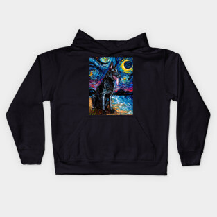 Black German Shepherd Night Kids Hoodie