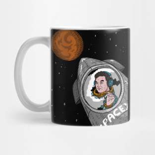 Elon Musk Rides SpaceX Starship To Mars Fan Artwork Black Background Mug