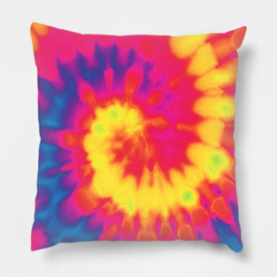 Bright Multi Color Tie Dye Print Pillow