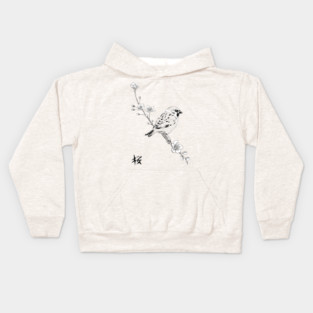 Sparrow on cherry Kids Hoodie