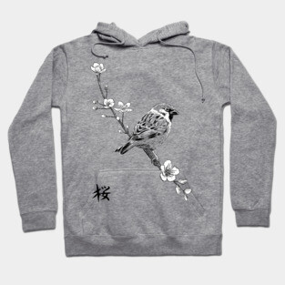 Sparrow on cherry Hoodie