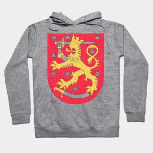 Finland Lion Coat Of Arms / Retro Faded Design Hoodie