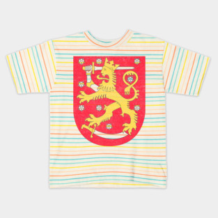 Finland Lion Coat Of Arms / Retro Faded Design Kids T-Shirt