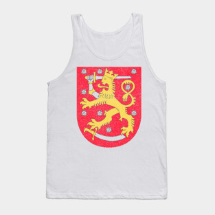 Finland Lion Coat Of Arms / Retro Faded Design Tank Top