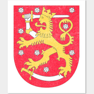 Finland Lion Coat Of Arms / Retro Faded Design Posters and Art
