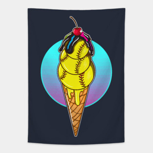 Softball Ice Cream Cone Player Coach Mom Team Tournament Tapestry