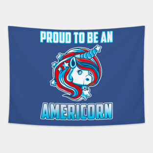 Proud to be an Americorn Unicorn Tapestry