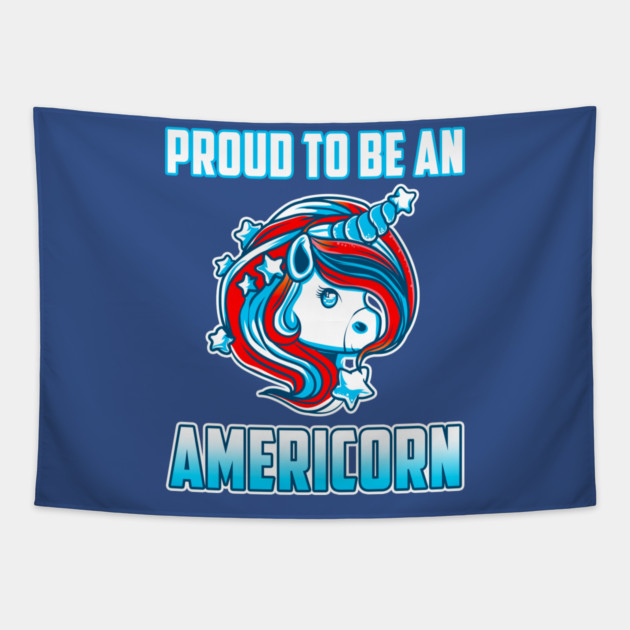 Proud to be an Americorn Unicorn Tapestry by creative