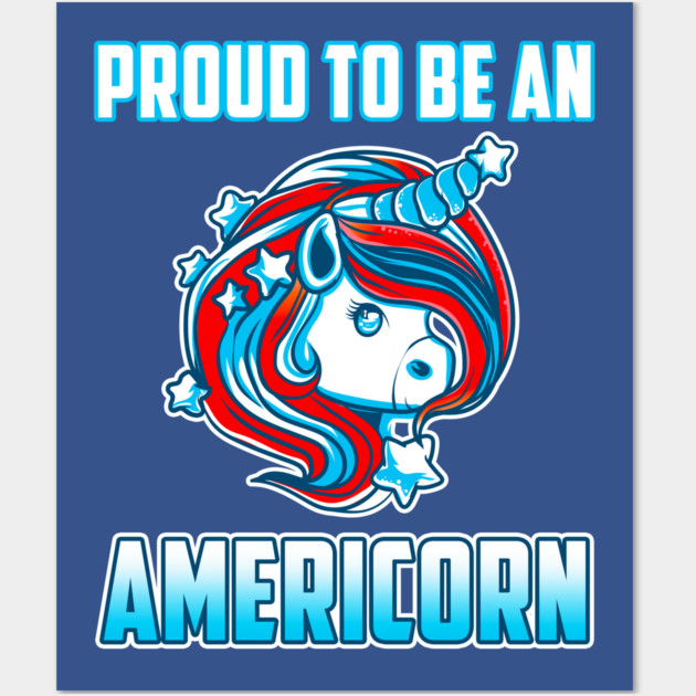 Proud to be an Americorn Unicorn Wall Art by creative