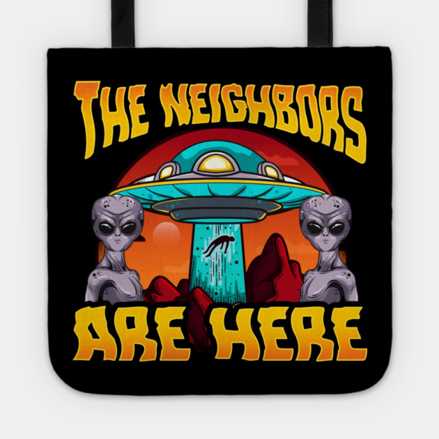 Aliens are here UFO abduction design Tote by creative
