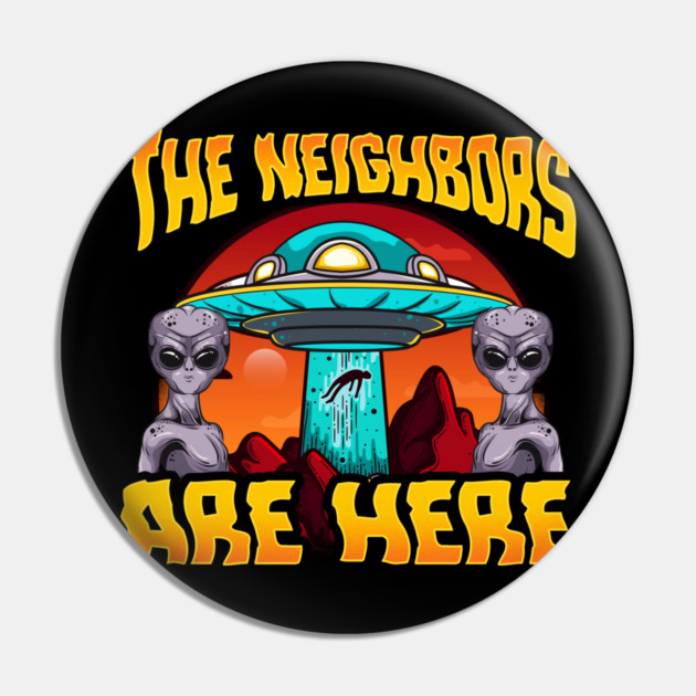 Aliens are here UFO abduction design Pin by creative