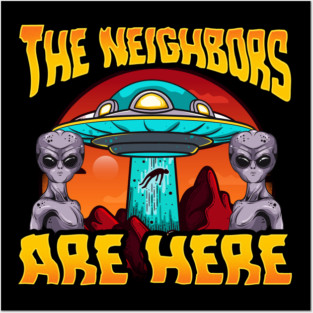 Aliens are here UFO abduction design Posters and Art