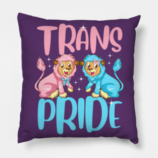 Trans Pride Cute Pink & Baby Blue Lions Gift Pillow
