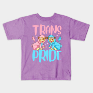 Trans Pride Cute Pink & Baby Blue Lions Gift Kids T-Shirt