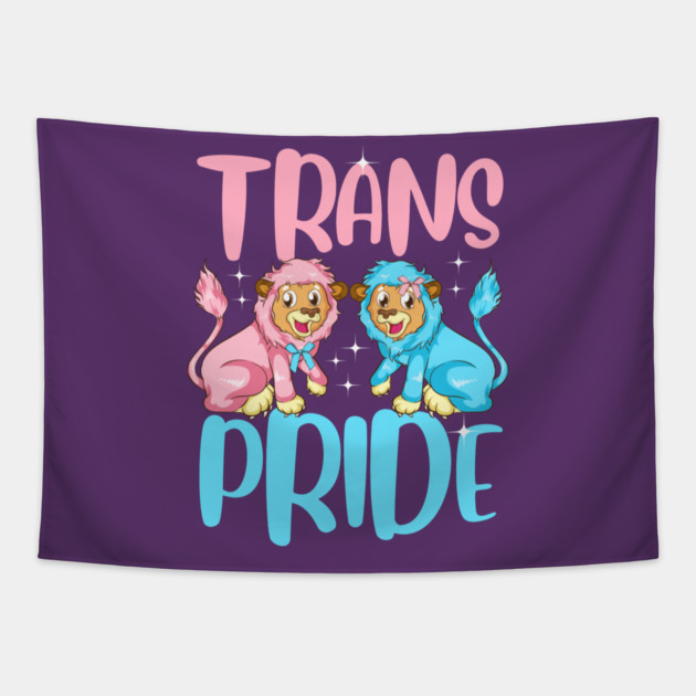 Trans Pride Cute Pink & Baby Blue Lions Gift Tapestry by creative