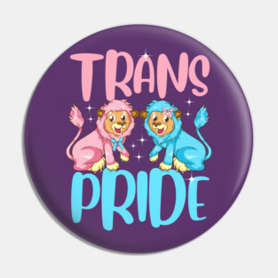 Trans Pride Cute Pink & Baby Blue Lions Gift Pin