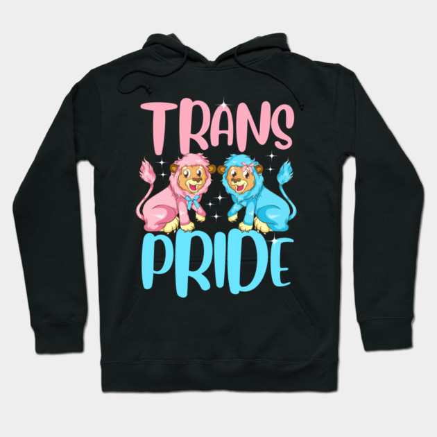 Trans Pride Cute Pink & Baby Blue Lions Gift Hoodie by creative