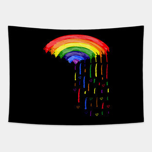 Love rainbow rain Tapestry