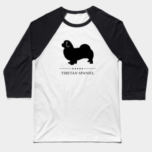 Tibetan Spaniel Black Silhouette Baseball T-Shirt