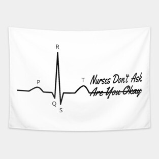 PQRST Funny Nurse Memes Electrocardiogram Wave ECG Tapestry