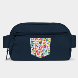 Pocket - Tropical Watercolor Flowers Bag