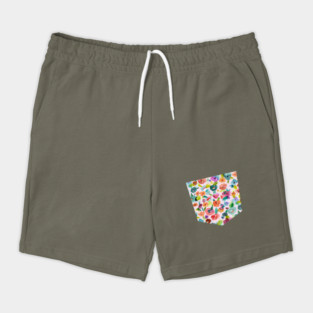 Pocket - Tropical Watercolor Flowers Shorts