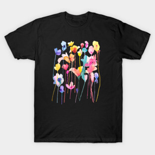 Flowers Wild Grasses Plants Black T-Shirt
