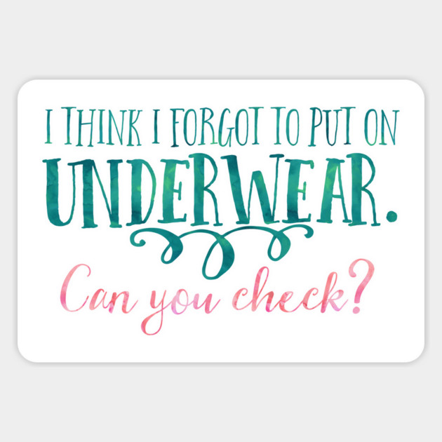 I think I forgot to put on underwear. Can you check? Magnet by Stars Hollow Mercantile