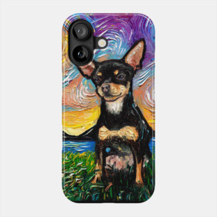 Short Hair Black and Tan Chihuahua Night Phone Case